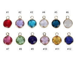 1 Set Mixed Birthstone Charms 8mm Austrian Crystal Beads (12 birthstone charms), Gold Tone, #CCP4-G