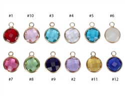 1 Set Mixed Birthstone Charms 10mm Austrian Crystal Beads (12 birthstone charms), Gold Tone, #CCP5-G