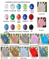 2 Strands Czech Faceted Rondelle Crystal Loose Beads 6mm Glass Spacer (180-184pcs) for Jewelry Craft Making CCR-6mm