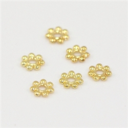 200pcs 4.4mm Gold Round Daisy Flower Pattern Spacer Beads CF110-G
