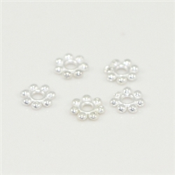 200pcs 4.4mm Silver Round Daisy Flower Pattern Spacer Beads CF110-S