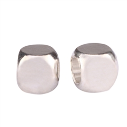 4mm Cube Spacer Beads Sterling Silver Plated Copper (You Pick Quantity) #CF122-4