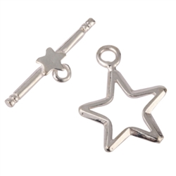 5 sets x Twinkle Star Toggle Clasp Bead Sterling Silver plated Copper #CF24
