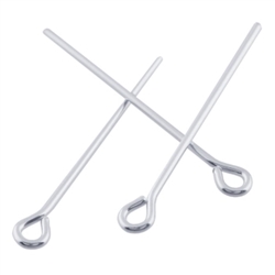 100 x Eye Pins 16mm 18mm 22mm 26mm 30mm 35mm (22GA-wire) Sterling Silver plated Copper (You Pick Size) #CF66