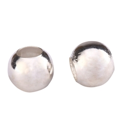 100 x 3mm Silver Big Hole Seamless Smooth Spacer Beads #CF88-3