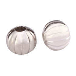 50 x 8mm Top Quality Silver Pumpkin Spacer Beads #CF92