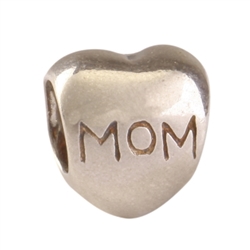 1pc x Sterling Silver Love Mom Bead Fits Pandora Biagi Troll Chamilla European Charm #EC17