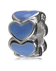 1pc x Sterling Silver Blue Heart Bead Fits Pandora Biagi Troll Chamilla European Charm #EC22