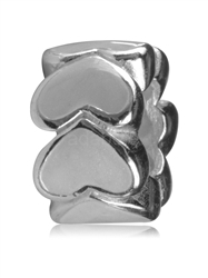 1pc x Sterling Silver Cream Heart Bead Fits Pandora Biagi Troll Chamilla European Charm #EC23