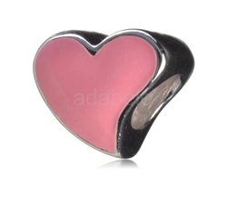 1pc x Sterling Silver Pink Heart Bead Fits Pandora Biagi Troll Chamilla European Charm #EC48