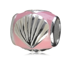 1pc x Sterling Silver Pink Shell Bead Fits Pandora Biagi Troll Chamilla European Charm #EC68