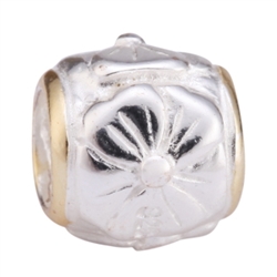 1pc x Sterling Silver Flower Gold Rings Bead Fits Pandora Biagi Troll Chamilla European Charm #EC88