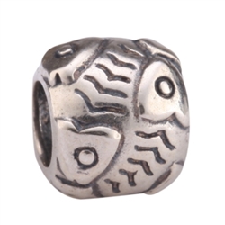 1pc x Sterling Silver Fish Pisces Horoscope Zodiac Charm Fits Pandora Biagi Troll Chamilla European Charm #EC152