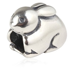 1pc x Sterling Silver Cute Bunny Charm Fits Pandora Biagi Troll Chamilla European Charm #EC163
