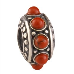 1pc x Sterling Silver Flower Charm Red Stone Fits Pandora Biagi Troll Chamilla European Charm #EC179