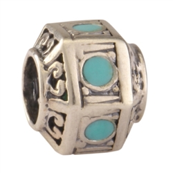 1pc x Sterling Silver Lantern Turquoise Stone Charm Fits Pandora Biagi Troll Chamilla European Charm #EC181