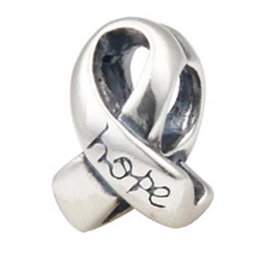 1pc x Sterling Silver Hope Ribbon Bead Fits Pandora Biagi Troll Chamilla European Charm #EC241