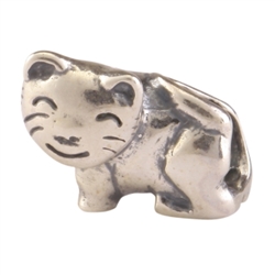 1pc x Sterling Silver Cute Kitty Cat Bead Fits Pandora Biagi Troll Chamilla European Charm #EC253