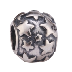 1pc x Sterling Silver Full Sky Wish Stars Bead Fits Pandora Biagi Troll Chamilla European Charm #EC255