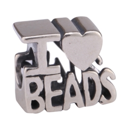1pc x Sterling Silver I Love Beads Bead Fits Pandora Biagi Troll Chamilla European Charm #EC257