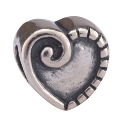 1pc x Sterling Silver Love Heart Ribbon Bead Fits Pandora Biagi Troll Chamilla European Charm #EC259