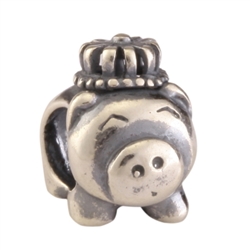 1pc x Sterling Silver Cute Piggy King Charm Bead Fits Pandora Biagi Troll Chamilla European Charm #EC265
