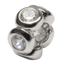 1pc x Sterling Silver April Birthstone Charm Swarovski Crystal Clear Bead Fits Pandora Biagi Troll Chamilla European Charm #EC301