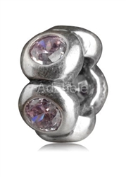 1pc x Sterling Silver October Birthstone Charm Swarovski Crystal Light Amethyst Bead Fits Pandora Biagi Troll Chamilla European Charm #EC302