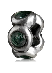 1pc x Sterling Silver May Birthstone Charm Swarovski Crystal Emerald Green Bead Fits Pandora Biagi Troll Chamilla European Charm #EC311