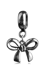 1pc x Sterling Silver Lucky Ribbon Bow Dangle Pendant Fits Pandora Biagi Troll Chamilla European Charm #EC340