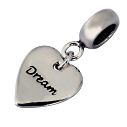 1pc x Sterling Silver Love Dream Heart Dangle Charm Fits Pandora Biagi Troll Chamilla European Charm #EC351