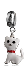 1pc x Sterling Silver Cute Kitty Cat Enamel Dangle Charm Fits Pandora Biagi Troll Chamilla European Charm #EC352
