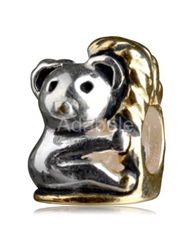 1pc x Sterling Silver Cute Koala Bear Climbing Gold Tree Fits Pandora Biagi Troll Chamilla European Charm #EC377