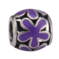 1pc x Sterling Silver Purple Flower Charm Fits Pandora Biagi Troll Chamilla European Charm #EC475