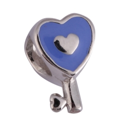 1pc x Sterling Silver Key To Love Blue Enamel Charm Fits Pandora Biagi Troll Chamilla European Charm #EC493