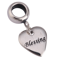 1pc x Sterling Silver Blessing Love Heart Dangle Charm Fits Pandora Biagi Troll Chamilla European Charm #EC505