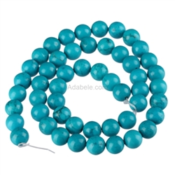 1 strand Natural Howlite Turquoise Colored 8mm Gemstone Round Loose Beads 15.5" FGA-8