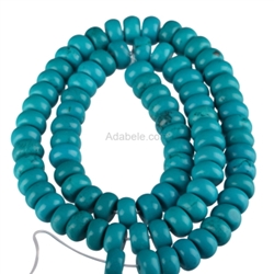 1 strand Natural Turquoise colored Howlite 3x6mm Gemstone Rondelle Loose Beads 15.5