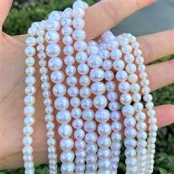 Adabele 1 Strand Real Natural AA Grade Potato Round White Cultured Freshwater Pearl Loose Beads 6-7mm for Jewelry Making 14 inch fp1-67