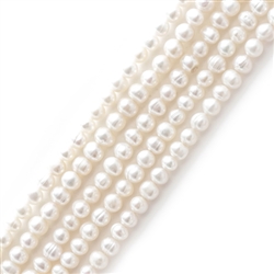 Adabele 1 Strand Real Natural Grade A Potato Round White Cultured Freshwater Pearl Loose Beads 6-7mm for Jewelry Making 14 inch fp2-67