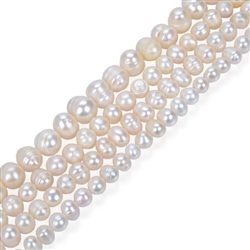 Adabele 1 Strand Real Natural Potato Round White Cultured Freshwater Pearl Loose Beads 5-6mm for Jewelry Making 14 inch fp3-56