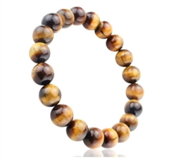 1pc x Top Quality Natural Tiger Eye 7.5" Stretchy Gemstone Bracelet (8mm Round Beads) in Beautiful Gift Bag #GB8-B26