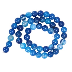 AAA Natural Blue Stripe Agate 10mm Gemstone Round Loose Beads 15.5