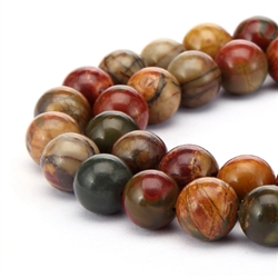 1 Strand Top Quality Natural Picasso Jasper Gemstone 10mm Round Loose Beads 15.5