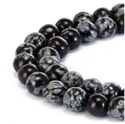 1 Strand Top Quality Natural Snowflake Obsidian Gemstone 10mm Round Loose Beads 15.5