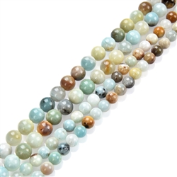 1 Strand Adabele Natural Multi-Color Amazonite Healing Gemstone 4mm (0.16 inch) Small Round Loose Stone Beads (90-95pcs) for Jewelry Craft Making GF3-4