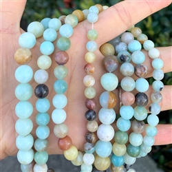 1 Strand Adabele Natural Multi-Color Amazonite Healing Gemstone 8mm (0.31 inch) Round Loose Stone Beads (44-47pcs) for Jewelry Craft Making GF3-8
