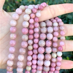 1 Strand Adabele Natural Pink Rhodonite Healing Gemstone 6mm (0.24 inch) Round Loose Stone Beads (58-62pcs) for Jewelry Craft Making GF9-6