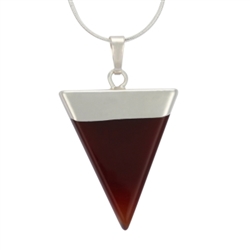 Top Quality Natural Carnelian Healing Point Reiki Chakra Triangle Cut 18-20 Inch Gemstone Pendant Necklace (1pc) in Gift Bag #GGP-A1