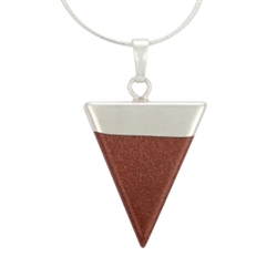 Top Quality Natural Gold Sand Healing Point Reiki Chakra Triangle Cut 18-20 Inch Gemstone Pendant Necklace (1pc) in Gift Bag #GGP-A2